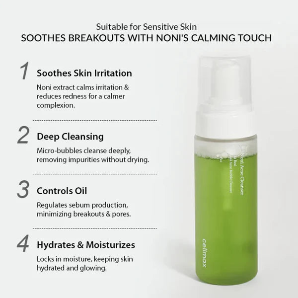 غسول سيليماكس ذا ريل نوني بابل لعلاج حب الشباب (Celimax The Real Noni Acne Bubble Cleanser) – 155 مل
