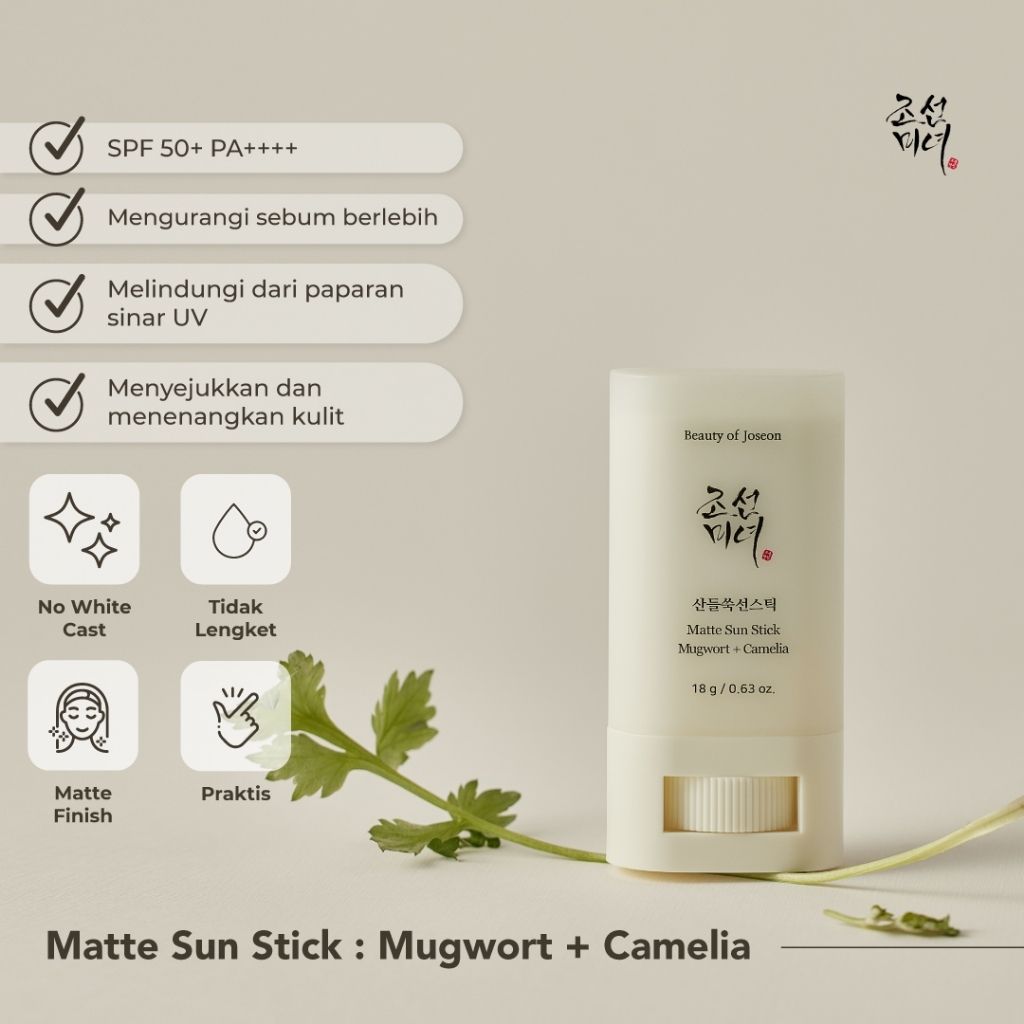 Beauty of Joseon مات ستيك واقي شمس مات بالشيح والكاميليا SPF50+ PA++++ للوجه – 18 جم