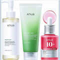 Anua Skincare Set 3-Step for Beginners - Oil Cleanser + Foaming Wash + Niacinamide Serum for Glass Skin