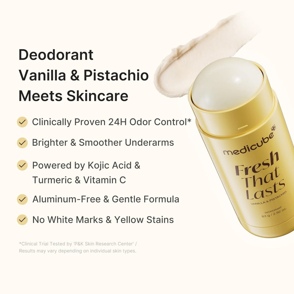 مزيل عرق برائحة الفانيليا والفستق المنعشة من ميديكيوب – 83جم Medicube Fresh that lasts deodorant
