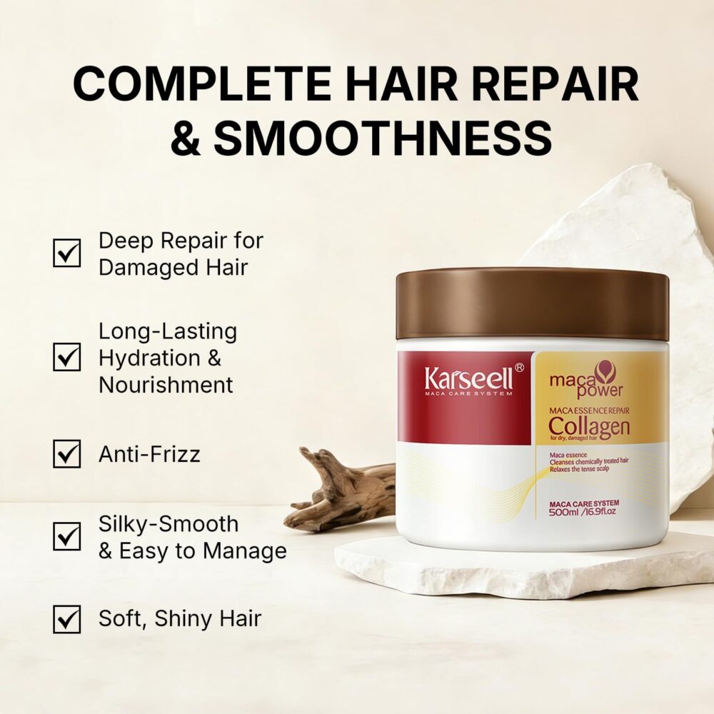 Karseell Hair Repair Set - Shampoo + Conditioner + Collagen Maca Mask + Argan Oil for Dry and Damaged Hair (Multi-Pack)