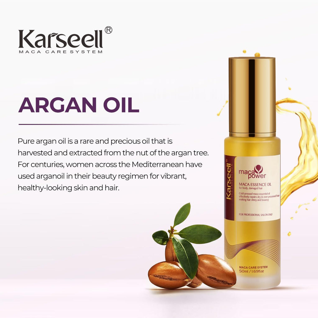 Karseell Hair Repair Set - Shampoo + Conditioner + Collagen Maca Mask + Argan Oil for Dry and Damaged Hair (Multi-Pack)