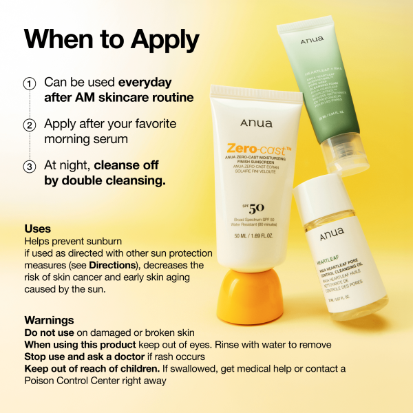 زيرو كاست واقي شمس SPF 50 بلمسة نهائية مرطبة من أنوا – 50مل